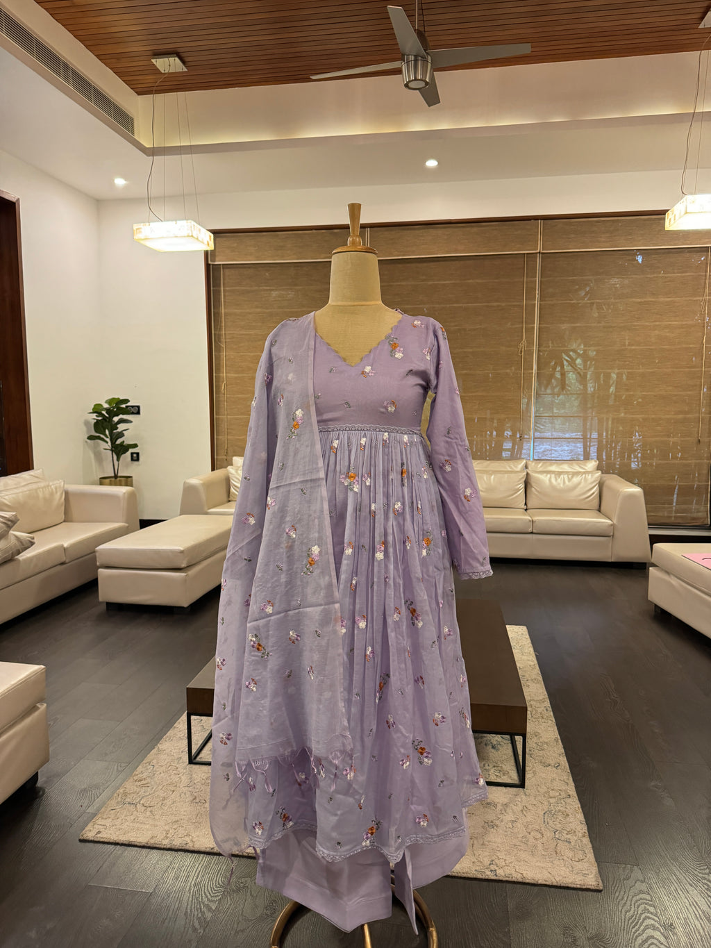 Lavender Mul Chanderi Set