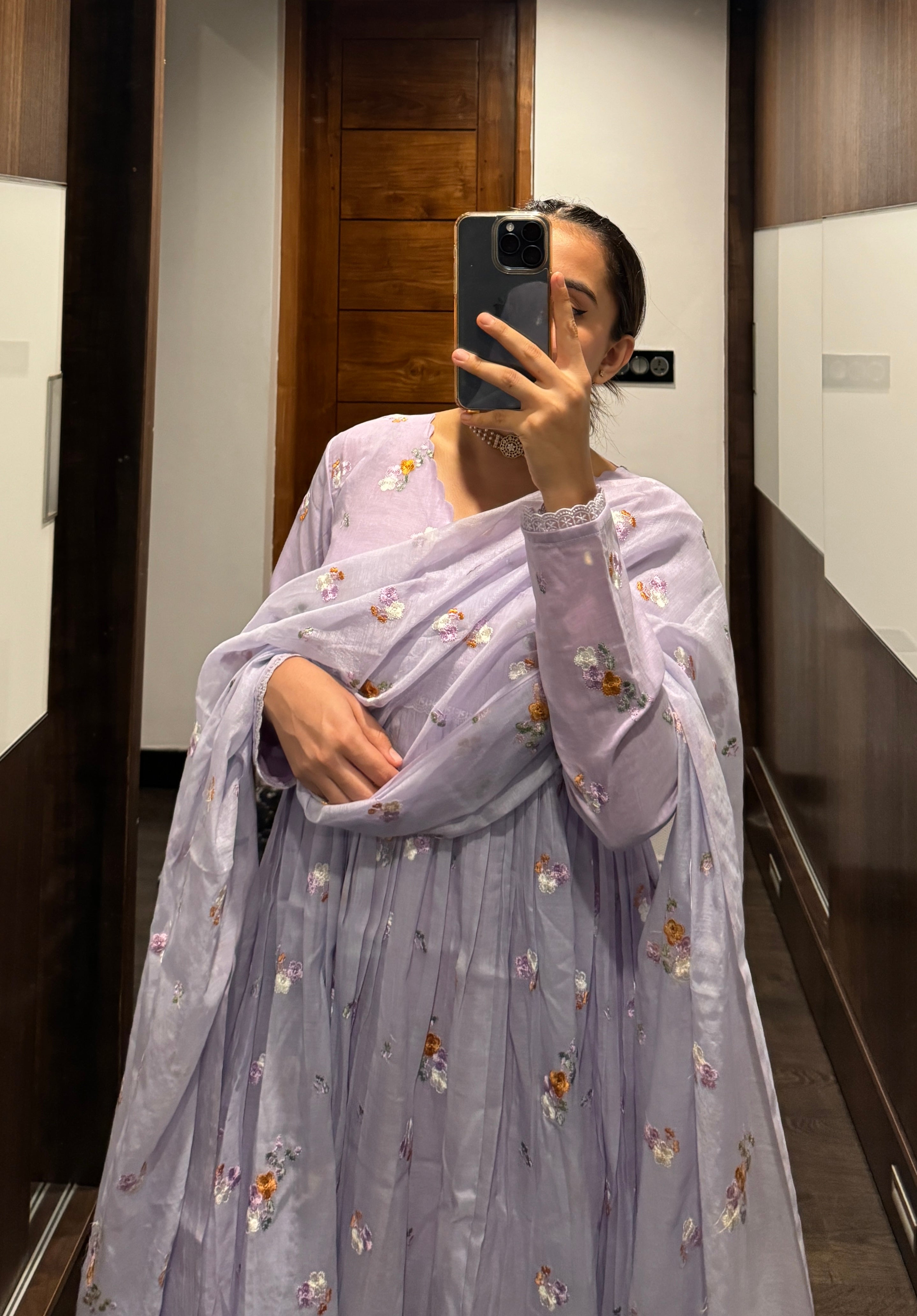 Lavender Mul Chanderi Set